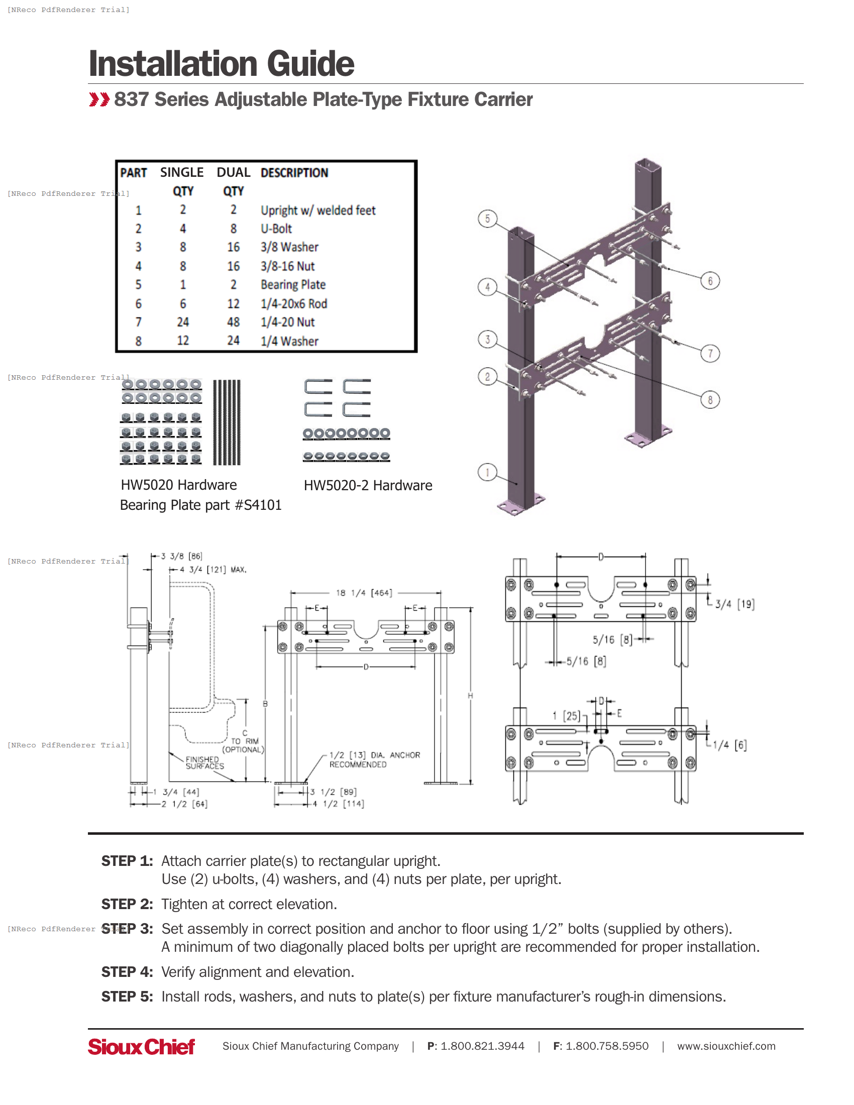 837 SERIES - PLATE-TYPE CARRIER - INSTALLATION GUIDE.PDF Technical Document